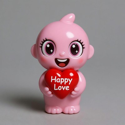 Pink Baby Holding Happy Love Heart
