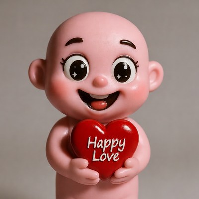 Baby holding Happy Love heart