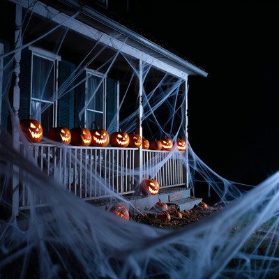 Halloween Haunted House with Pumpkins