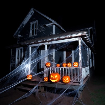 Haunted House with Jack-o-Lanterns