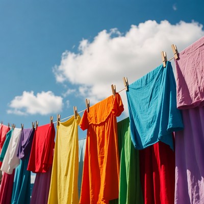 Colorful Clothes Hanging on Clothesline