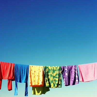 Colorful Clothes Hanging on Clothesline