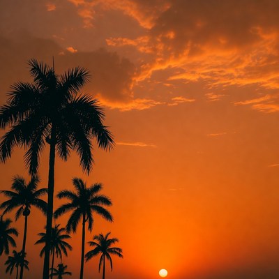 Palm Trees Silhouette at Sunset