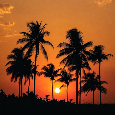 Palm Trees Silhouette at Sunset