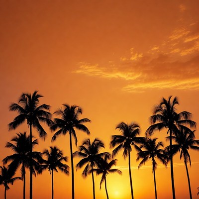 Palm Trees Silhouette at Sunset