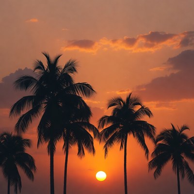 Palm Trees Silhouette at Sunset