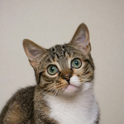 Tabby kitten with green eyes