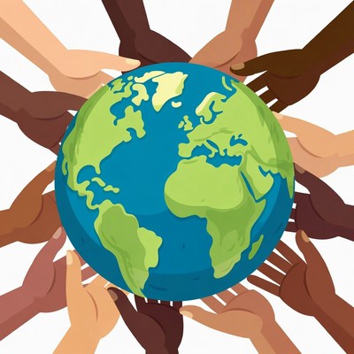 Diverse hands holding globe