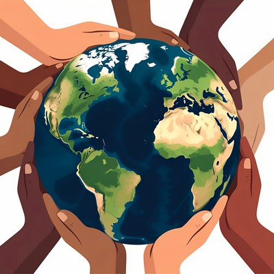 Hands Holding Earth Illustration