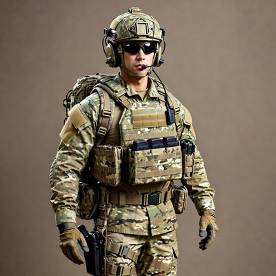 Asian soldier in tactical gear