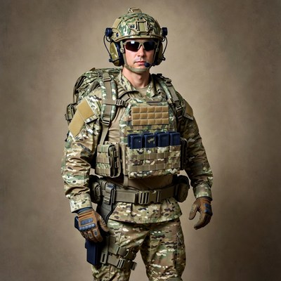 Soldier in Multicam Gear with Helmet