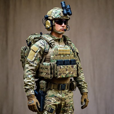 Soldier in Multicam Gear with Night Vision