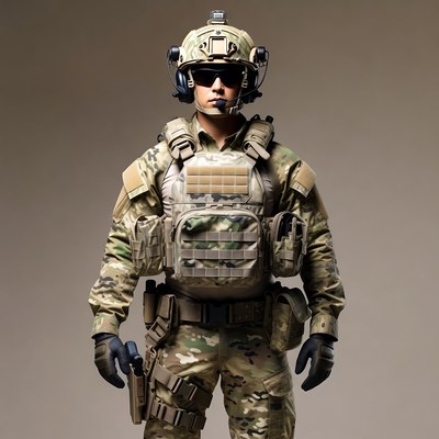 Soldier in Camouflage Tactical Gear