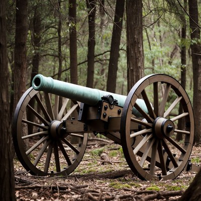 Civil War Cannon in Forest