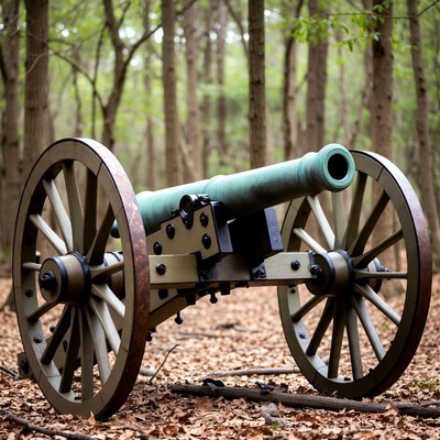 Civil War Cannon in Forest