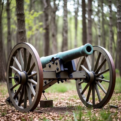 Civil War Cannon in Forest