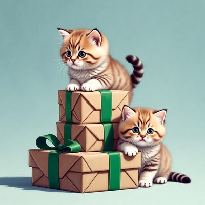 Two Kittens on Gift Boxes