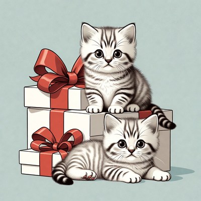Kittens on Christmas Presents