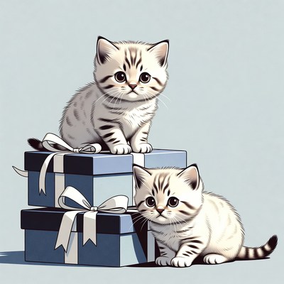 Two Kittens on Gift Boxes