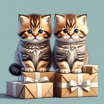 Two Kittens on Gift Boxes