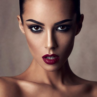 Woman with dramatic red lips