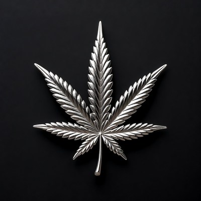Shiny Silver Marijuana Leaf