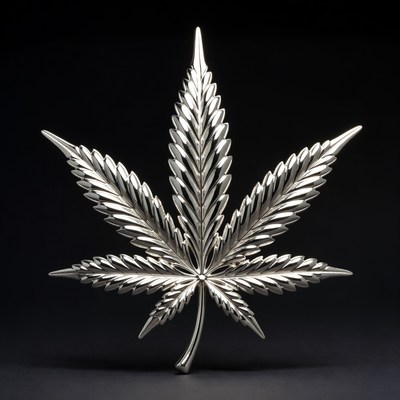 Shiny Silver Marijuana Leaf