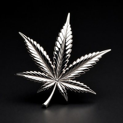 Shiny Silver Marijuana Leaf