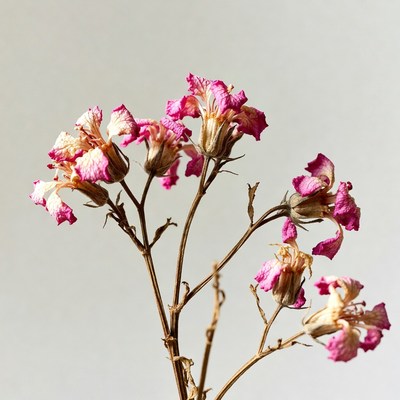 Dried Pink Flowers on Stem