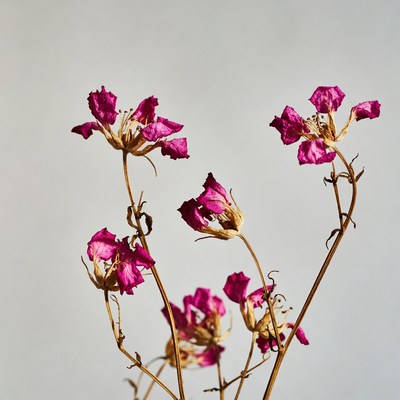 Dried pink flowers on stems