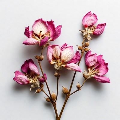 Pink Dried Flowers on White Background