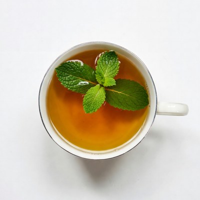 Tea Cup with Mint Leaves