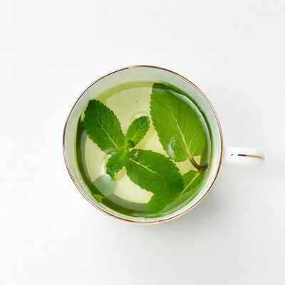 Mint Tea in White Cup