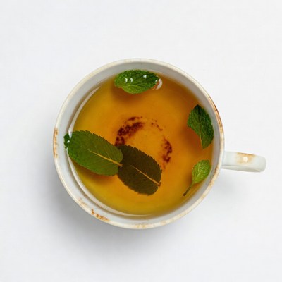 Mint Tea in White Cup