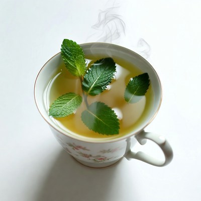 Mint Tea in Floral Cup