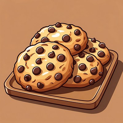 Stack of Chocolate Chip Cookies on Plate