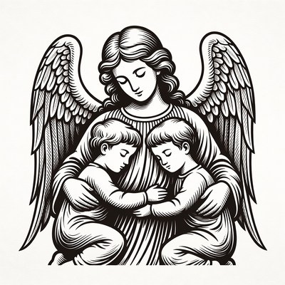 Guardian Angel Holding Two Children