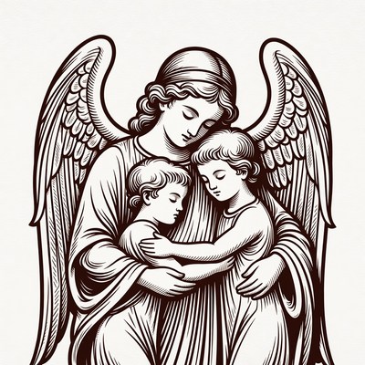 Guardian Angel Holding Two Children