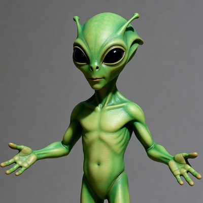 Green alien with arms outstretched
