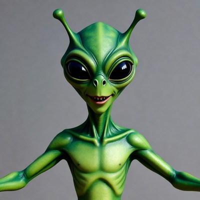Green alien with big eyes