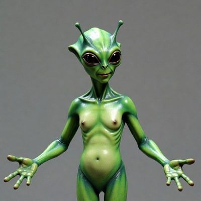 Nude green alien woman