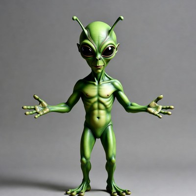 Green alien with arms outstretched