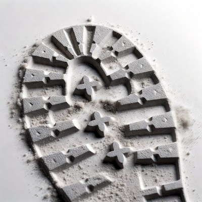 Detailed hiking boot print in dust