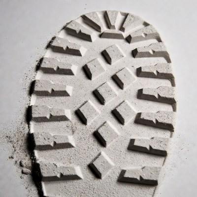 Boot print on white surface