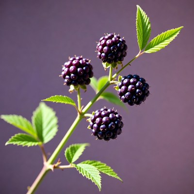 Ripe Blackberries on Stem