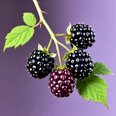 Ripe blackberries on branch