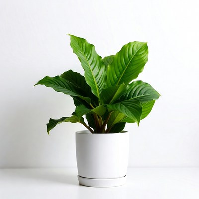 Green Philodendron Plant in White Pot