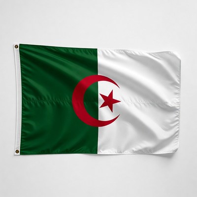 Algeria Flag with Red Crescent Star