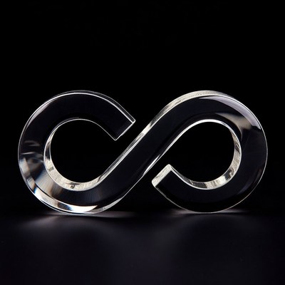 Clear glass infinity symbol