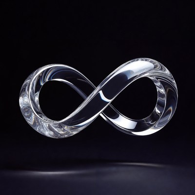 Crystal infinity symbol on black